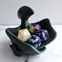 Load image into Gallery viewer, TERRI THE PTERIBOWL (GREEN GALAXY) - 3D Printed Dice Guardian
