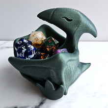 Load image into Gallery viewer, TERRI THE PTERIBOWL (GREEN GALAXY) - 3D Printed Dice Guardian