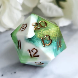 MOSS AGATE - Spin Down d20 Pair