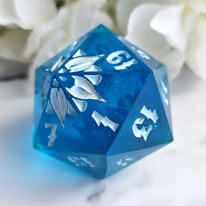 BLUE LAGOON - 32mm Floral Chonk d20