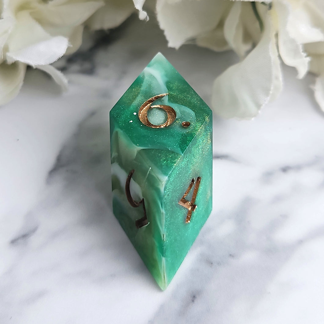 MOSS AGATE - Single Rhombic d6