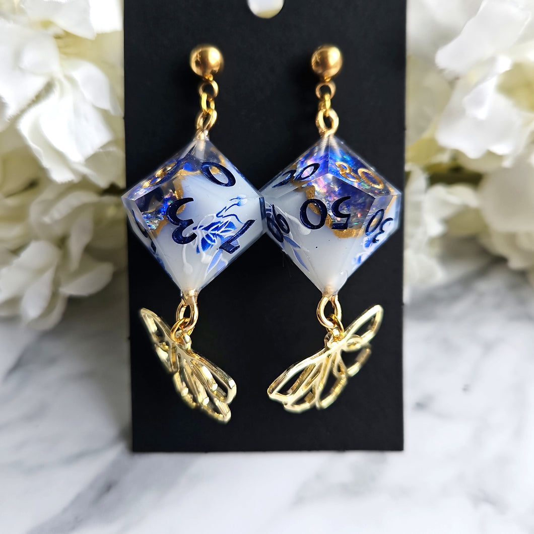 DELFT BLUE (GEODE) - Dice Earrings