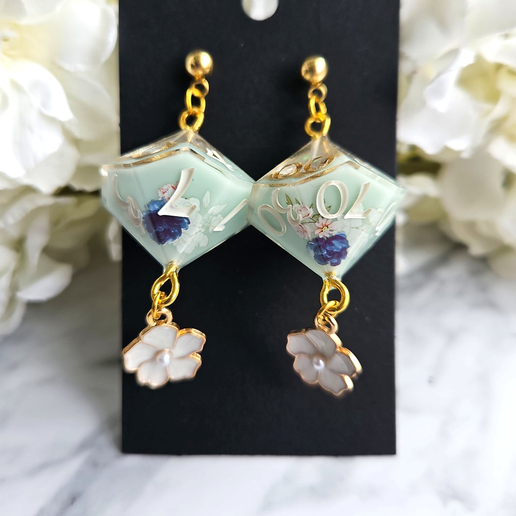 ANTIQUE PORCELAIN GEODE - Dice Earrings