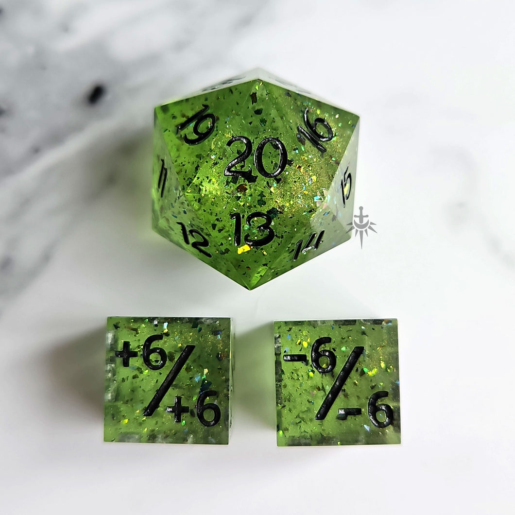 POISON SPRAY - Spindown d20 & +/- d6 Pair